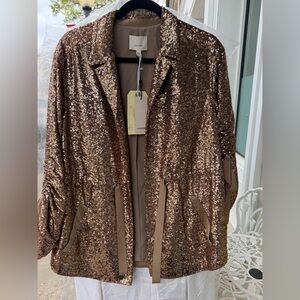 cinq a sept Bronze Sequin Blazer